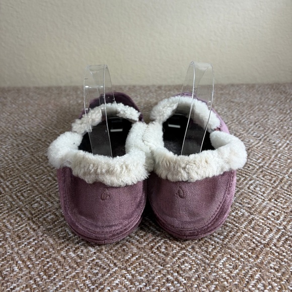 Olukai Women's Kuuna Lanui Red Ginger Shearling Velvet Slippers Sz 9 Purple Cozy - Picture 4 of 6